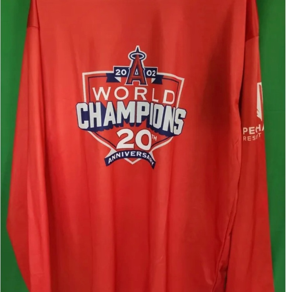 NEW ANAHEIM ANGELS 20th Anniversary Long Sleeve Shirt WORLD SERIES CHAMPIONS